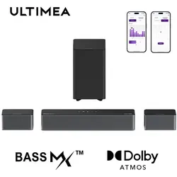 ULTIMEA Dolby Atmos 5.1 Soundbar mit Subwoofer - Poseidon D60 - Surround-System mit echtem 5.1-Kanal Dolby Atmos für ein intensives 3D-Klangerlebnis; einstellbarer Bass und vielseitige Anschlussmöglichkeiten für ultimative Audioqualität.