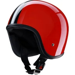 Redbike RB-680/RB-681 Jethelm - Rot/Schwarz/Weiß - XXL - Motorradhelm im Retro-Design, aus leichtem Fiberglas mit Textil-Innenfutter und Klick-Schnellverschluss. Perfekt für Liebhaber von DDR-Mopeds!