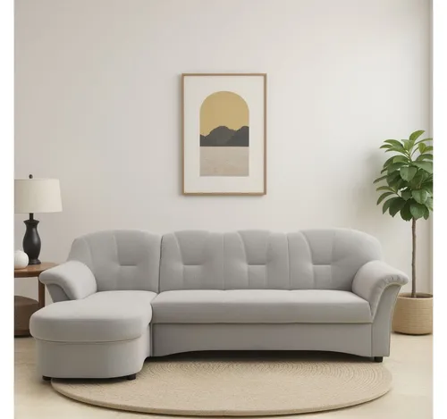DOMO collection Ecksofa Flores Schlafsofa - Ecksofa in L-Form mit wahlweise Bettfunktion und Federkern, hochwertiger Wellenunterfederung für dauerhafte Elastizität und atmungsaktiven, hautfreundlichen Bezug aus Luxus-Microfaser.