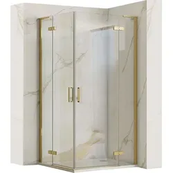Rea Duschkabine Hugo Double 80x100 in Brush Gold - Elegante Duschkabine für jeden modernen Badezimmertyp. Mit Easy Clean-Beschichtung für mühelose Reinigung und beidseitiger Pendeltür für hohen Komfort. Lieferung in 2-4 Arbeitstagen!