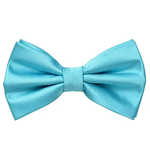 MASADA Herren Fliege Babyblau Seidenlook, stufenlos verstellbar, handgefertigt, Hakenverschluss - 12 x 6 cm 100% Polyester