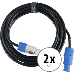 Pronomic Power Twist 5 Stromkabel 5m 2x Set - Stromkabel-Set für Aktiv-Lautsprecher und Scheinwerfer, ideal zum Durchschleifen, mit PowerCon-kompatiblen Steckern und 5 m Länge für flexiblen Einsatz.