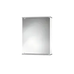 Jokey Spiegelschrank Entrobel alu, 50 cm Breite - Spiegelschrank in elegantem Aluminium-Design, mit 2 variabel einsetzbaren Einlegeböden und einem einseitig verspiegelt Tür. Ideal für moderne Badezimmer.