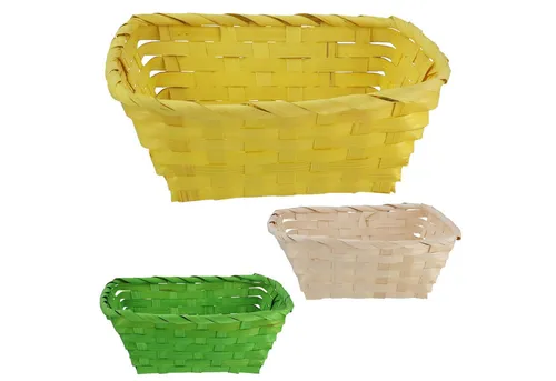 CEPEWA Osternest Osterkorb 3er Set rechteckig natur grün gelb Bambus 20x8x13cm Ostern