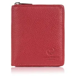 Damen Leder Portemonnaie tiefrot RFID Paolo Peruzzi T-139-RD - Elegantes Damenportemonnaie aus hochwertigem Naturleder mit RFID-Schutz. Kompakt, aber geräumig mit 6 Kartenfächern und sicherem Reißverschluss. Ideal für stilbewusste Frauen.