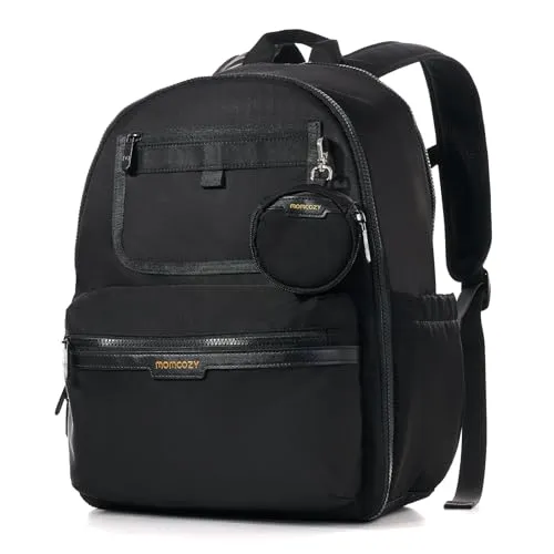 Momcozy Wickeltasche Baby, Wasserdichter Wickelrucksack mit Laptop Fach, Große Windeltasche, Isolierte Tasche, Neutrale Wickeltasche mit Multifuntion für Eltern, Schwarz