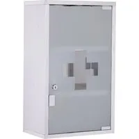 Medizinschrank Edelstahl mit Schloss 30 x 18 x 50 cm - Bad-Hängeschrank aus hochwertigem, rostbeständigem Edelstahl mit abschließbarer, teil-satinierter Glastür und praktischer Tip-On Automatik für einfachen Zugang.