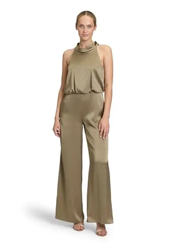 V by Vera Mont Regular Fit Jumpsuit in Oliv, Größe 44 - Jumpsuit mit elegantem Strukturmuster und leicht taillierter Passform, ideal für vielseitige Anlässe und komfortabel durch elastischen Material-Mix.