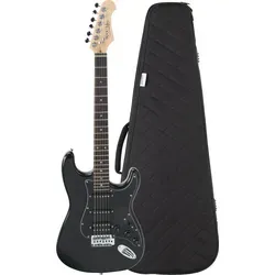 Rocktile Pro ST60-BK E-Gitarre All Black Set - E-Gitarre im Rocktile Pro Style mit Mahagoni-Korpus, 1 Humbucker und 2 Single Coils. Inklusive Gigbag für sicheren Transport und Zubehör für den direkten Einsatz.