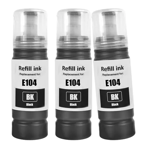 LAIPENG E104 Tinte Kompatibel T104 für ET-2710 ET-2711 ET-2712 ET-2714 ET-2715 ET-2720 ET-2721 ET-2726 ET-2810 ET-2815 ET-2820 ET-2821 ET-2825 ET-2826 ET-4700 Drucker (3 Schwarz)