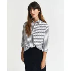 GANT Damen REL Striped POPLIN Shirt Bluse, Evening Blue, 44 - Elegante Bluse mit hohem Baumwollanteil für optimalen Tragekomfort, ideal für stilvolle Anlässe.