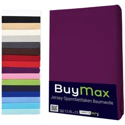 Buymax Spannbettlaken Buymax Jersey aus 100% Baumwolle, Jersey, Gummizug: Rundumgummi, (1 Stück), Pflegeleicht und Atmungsaktiv in Verschiedenen Farben und Größen lila 70 cm x 140 cm