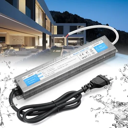BRIMETI LED Trafo 12V 300W Wasserdicht IP67 LED Treiber Netzteil 25A Mit Stecker Schaltnetzteil Transformator AC 230V auf DC 12 Volt Außenbereich, Kompakter Dünner Konstantspannung Niedervolttrafo