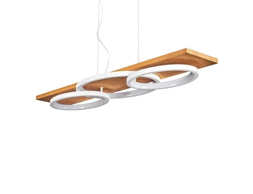 Hofstein Pendelleuchte »Palermo« – Moderne Hängelampe in Natur/Weiß - Elegante Pendelleuchte für den Innenbereich, dimmbar über Lichtschalter, mit 4700 Lumen und energiesparender LED-Technologie für ein gemütliches Ambiente.