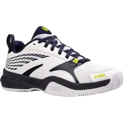 K-Swiss Performance Herren Speedex HB Tennis Shoe, White/Peacoat/Lime Green, 43 EU - Tennisschuhe mit Aösta II Rubber Compound für extreme Haltbarkeit und K-EVA für optimale Dämpfung – ideal für ambitionierte Spieler.