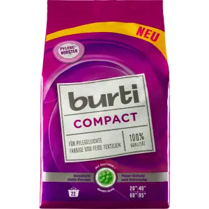 Burnus GmbH burti Compact Colorwaschpulver, Pulverförmiges Waschpulver für pflegeleichte, farbige und feine Textilien, 1 Packung = 1,1 kg, für 18 Waschladungen 4000196120892