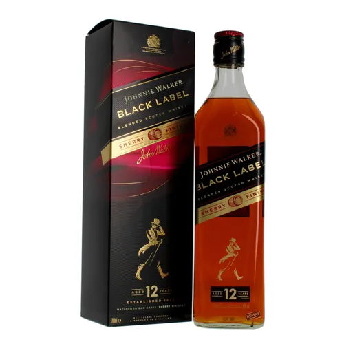 Johnnie Walker BLACK LABEL 12 Years Old Sherry Finish in Geschenkbox - Whisky, 12 Jahre gereift mit fruchtigen Sherrynoten und rauchigem Charakter, ideal für Genießer und als Geschenk.