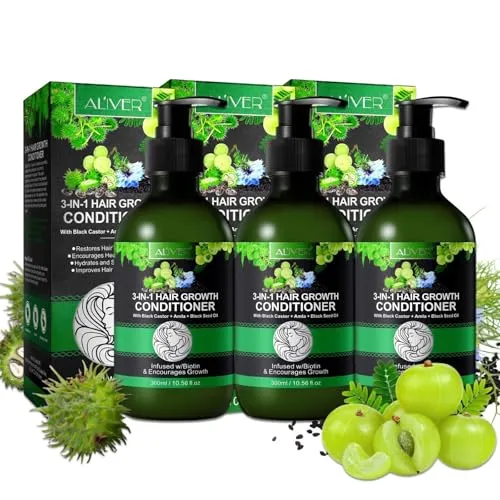 P-Beauty 3-in-1 Conditioner mit Rizinus-, Amla-, & Schwarzkümmelöl 3 x 300ml- Stärkt, pflegt und hydratisiert tiefenwirksam für gesundes, glänzendes Haar - unterstützt das Haarwachstum