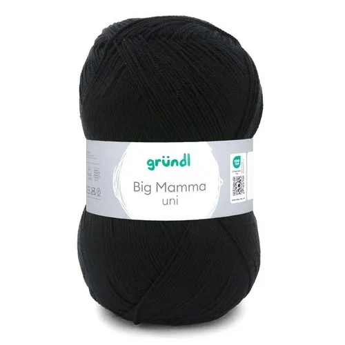 GRÜNDL WOLLE BIG MAMMA UNI 400 g SCHWARZ HANDSTRICKGARN 100g/2,45€