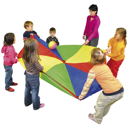 EDUPLAY Schwungtuch 500 cm für 16 Kinder - Spielzeug-Gartenset mit stabilen Haltegriffen, ideal für Gruppenspiele und Therapie, sowohl drinnen als auch draußen.
