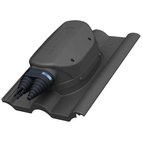 Wasserdichter Solardurchgang für Dachdurchführung - RAL 7016 Anthrazit - Dachziegel - Praktische und regensichere Lösung für die Durchführung von Solarleitungen mit flexibler Anpassung und 360° Einstellbarkeit für einfache Montage.