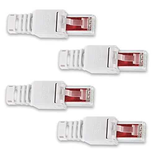 NAmobile 4X Netzwerkstecker Netzwerk Stecker werkzeuglos Cat7 Cat6 Cat5 LAN Kabel RJ45 ohne Werkzeug werkzeugfrei Verlegekabel Patchkabel Netzwerkkabel Crimpstecker