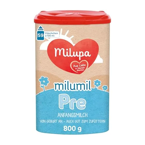 Milupa Milumil Pre – Anfangsmilch von Geburt an – Baby-Milchpulver – Mit wichtigen Nährstoffen und ohne Palmöl – 1 x 800 g