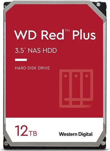 WD Red Plus 12 TB Festplatte - intern 3.5" SATA 6Gb/s - Ideal für NAS-Systeme, bietet die WD Red Plus Festplatte 12 TB Speicherplatz mit 7200 rpm für hohe Leistung und Zuverlässigkeit.