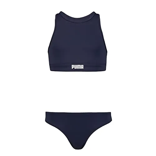 PUMA Mädchen Bikini Set - Marineblau, 164 EU - Bikini-Set für Mädchen aus weichem, strapazierfähigem Gewebe mit Racerback-Passform und Chlorbeständigkeit für langanhaltende Freude am Wasser.