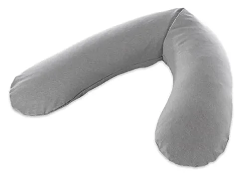 Theraline Original Stillkissen Bamboo Melange mittelgrau - Stillkissen mit 190 cm Länge und hygienischer EPS-Mikroperlen-Füllung, ideal für stillende Mütter und Schwangere. Der atmungsaktive Bezug aus Bambus sorgt für ein angenehmes Hautklima.