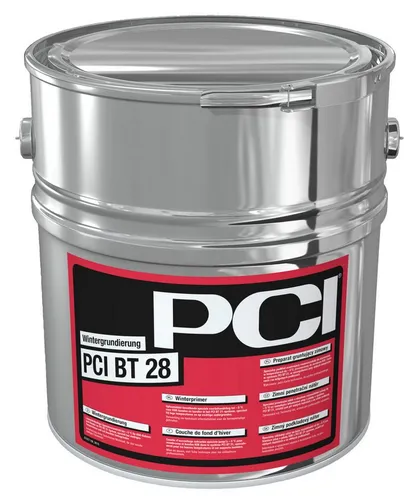 PCI Dichtstoff PCI BT 28 rötlich 5 l - Spezialvoranstrich - Lösemittelhaltiger Spezialvoranstrich für KSK-Bahnen, ideal für niedrige Temperaturen und feuchte Untergründe. Sorgen Sie für einen schnellen Arbeitsfortschritt und verstärken Sie die Klebkraft.
