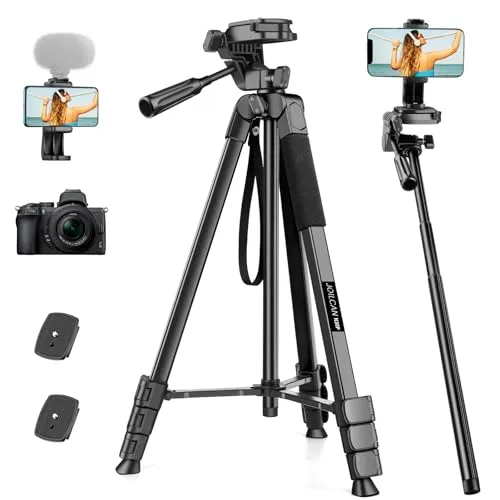 JOILCAN Kamera Stativ, 210.8cm leichtes Handy Stativ für Smartphone & Selfie Stick mit 360°Kugelkopf und Fernauslöser, Aluminium Camera Tripod Dreibein Stativ mit Handyhalterung für Canon Nikon DSLR