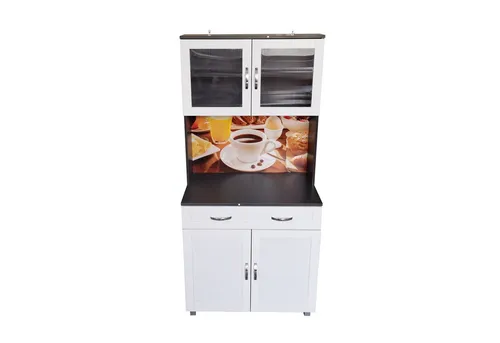 HTI-Line Hochschrank Küchenbuffet Blanca - Hochschrank in Bistro Grau Weiß mit 4 Fächern und 1 Schublade, ideal für zusätzlichen Stauraum in Ihrer Küche.