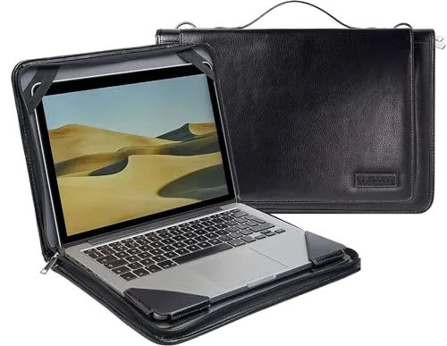 Broonel - Laptop Schultertasche Aus Schwarz Leder - kompatibel mit dem Microsoft Surface Pro 7 13" Laptop