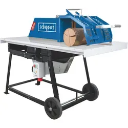 Scheppach KE D700 Rolltischkreissäge - Wippsägen für präzises Brennholz-Zuschneiden, ausgestattet mit kugelgelagertem Rolltisch für gerade Schnitte und patentierter Schutzvorrichtung.