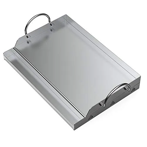 Onlyfire Universal BBQ Edelstahl Plancha Grillplatte 51x32cm - Grillplatten für Holzkohle- und Gasgrills, aus hochwertigem Edelstahl mit antihaftbeschichteter Oberfläche für müheloses Kochen und Reinigen.