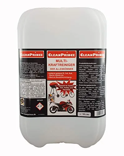 CleanPrince 10 Liter Multi Kraftreiniger - Vielseitiger Intensivreiniger für die effektive Entfernung von Öl, Fett und Schmutz. Ideal für Garten, Hof und Haushalt. Liefermenge: 10 Liter, perfekt für die Baustellenabschlussreinigung.
