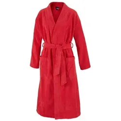 Egeria TOPAS Unisex Bademantel in Kimonoform - China Red, Größe M - Bademantel für Damen und Herren, kuschelig und pflegeleicht, ideal als Morgenmantel oder Bademantel, mit zwei Taschen und Bindegürtel, aus 100% Baumwolle, waschbar bei 60 Grad.