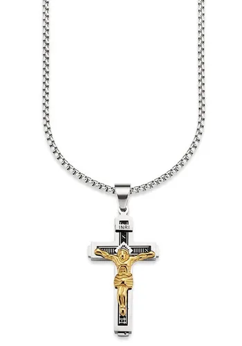 Bruno Banani Kette mit Anhänger Kreuz INRI - Edelstahlkette mit detailreichem Kreuz-Anhänger, ideal als bedeutungsvolles Geschenk für besondere Anlässe oder um Eleganz zu zeigen.