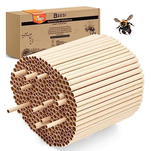 Nisthülsen für Insektenhotel - 1200 Niströhren, 15 cm, Durchmesser 6 & 8 mm - Wildtiere: 1200 feuchtigkeitsresistente Niströhren für artgerechte Bienenunterkünfte, inklusive E-Book ‚Bienenglück‘ für optimale Pflege.