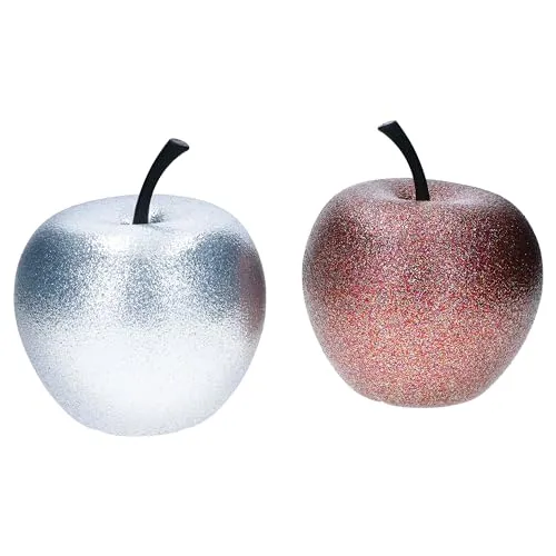 Pottery Pots 2er Set Apfel in Silber & Bronze Größe XS I glitzern & schimmernd I Ø14,5 & Höhe 17cm I wetterfeste Deko für Haus & Garten I Accessoire aus Fiberglas, Fiberstone I Herbst Weihnachten