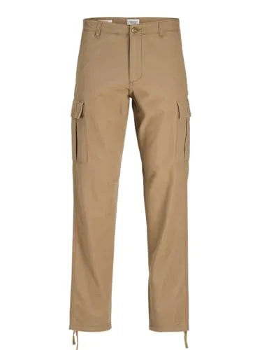 Jack & Jones Herren Cargohose JPSTKANE JJBARKLEY - Relaxed Fit Elmwood - Wanderhose für Herren im Relaxed Fit, aus 100% Baumwolle, ideal für Arbeit und Freizeit, mit normaler Leibhöhe und Reißverschluss für optimalen Komfort.