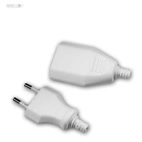 Set Euro-Stecker und Kupplung weiß 250V/2,5A mit Schraubkontakten Eurostecker