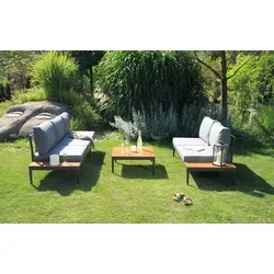 acamp® PAROS Lounge Set 4-teilig - Flexibel und modern für Ihren Garten - Gartenmöbel-Set mit 4 modularen Elementen, individuell kombinierbar für vielfältige Gestaltungsmöglichkeiten. Hochwertige Polster und wetterbeständiges Aluminium sorgen für hohen Sitzkomfort und Langlebigkeit.