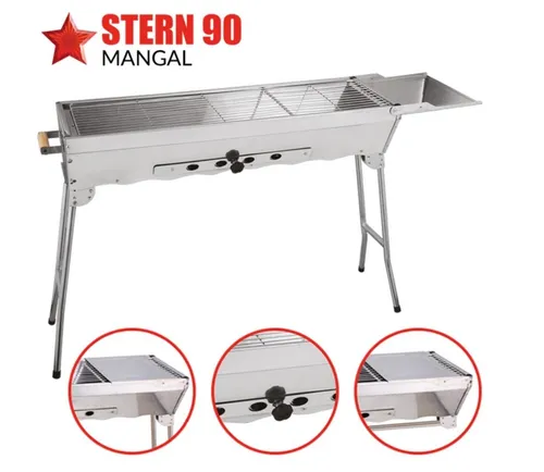 XXL Schaschlik-Grill Extra Langer Mangal 90cm - Grills für BBQ-Liebhaber: Aus robustem 1,5 mm Edelstahl, ideal für gesellige Grillabende mit Familie und Freunden.