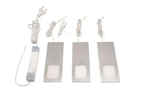 Victory Anbauleuchte PLANAR 3er Set - Moderne LED Anbauleuchte in Aluminiumoptik, dimmbar und mit Memory-Funktion für individuellen Lichtgenuss in jedem Raum.