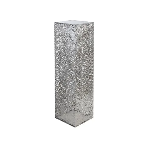 Casablanca Säule Purley - Antik Silber, 100cm - Dekorative Säule aus Metall mit satinierter Glasplatte, ideal für stilvolle Präsentationen in Ihrem Zuhause oder Büro.