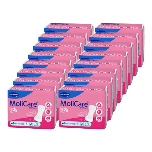 MoliCare Premium lady Pad 1,5 Tropfen - 192 Stück - Inkontinenzhilfen für Frauen mit leichter Blasenschwäche, diskret und bis zu 29 % dünner. Mit MoliCare SkinGuard Technologie für schnelle Aufnahme und bis zu 12 Stunden Trockenheit.