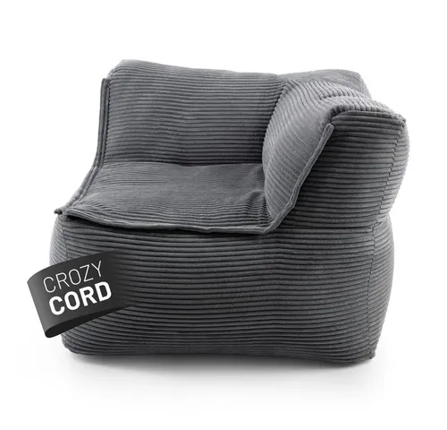Cord Modulsofa Ecke Links Grau – Flexibles Sitzsack Sofa - Sitzsäcke & aufblasbare Sessel, modulares Eckteil für individuelle Raumgestaltung, bequem und stilvoll mit EPS Perlen gefüllt.