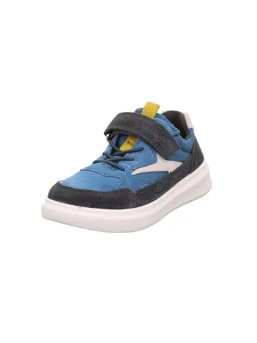 Superfit Cosmo Sneaker, Blau/Grau 8020, 28 EU - Sneaker für Jungen mit herausnehmbarer Einlegesohle aus chromfreiem Leder und rutschhemmender Sohle für optimale Sicherheit beim Spielen.